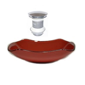 Cuba De Vidro Abaulada 45cm Vermelho Cereja + Valvula Click