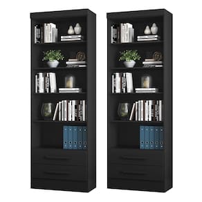 Kit com 02 Estantes Livreiros 3420 Qmovi Preto