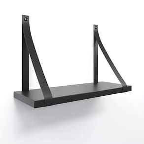 Prateleira Em Mdf Preto 40x15cm Com Alça Cor Preto