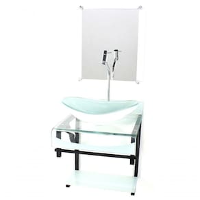 Gabinete De Vidro Duplo Cuba Oval Branco C/Torneira