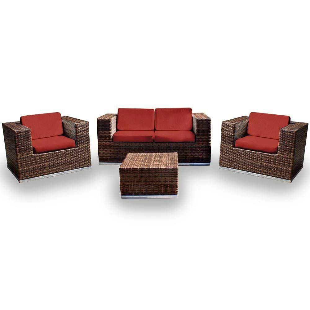 Conjunto De 1 Sofá + 2 Poltronas + 1 Mesa Centro Vermelho