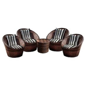 Conjunto De Poltronas Bola 4 Poltronas + 1 Mesa Centro Preto