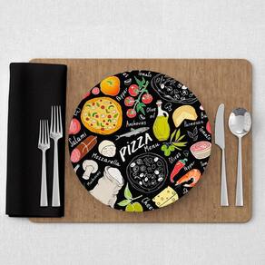 Kit Capa de Sousplat Estampado com Guardanapos Mesa Posta Jogo Americano 08 Lugares - Decoração Cozinha