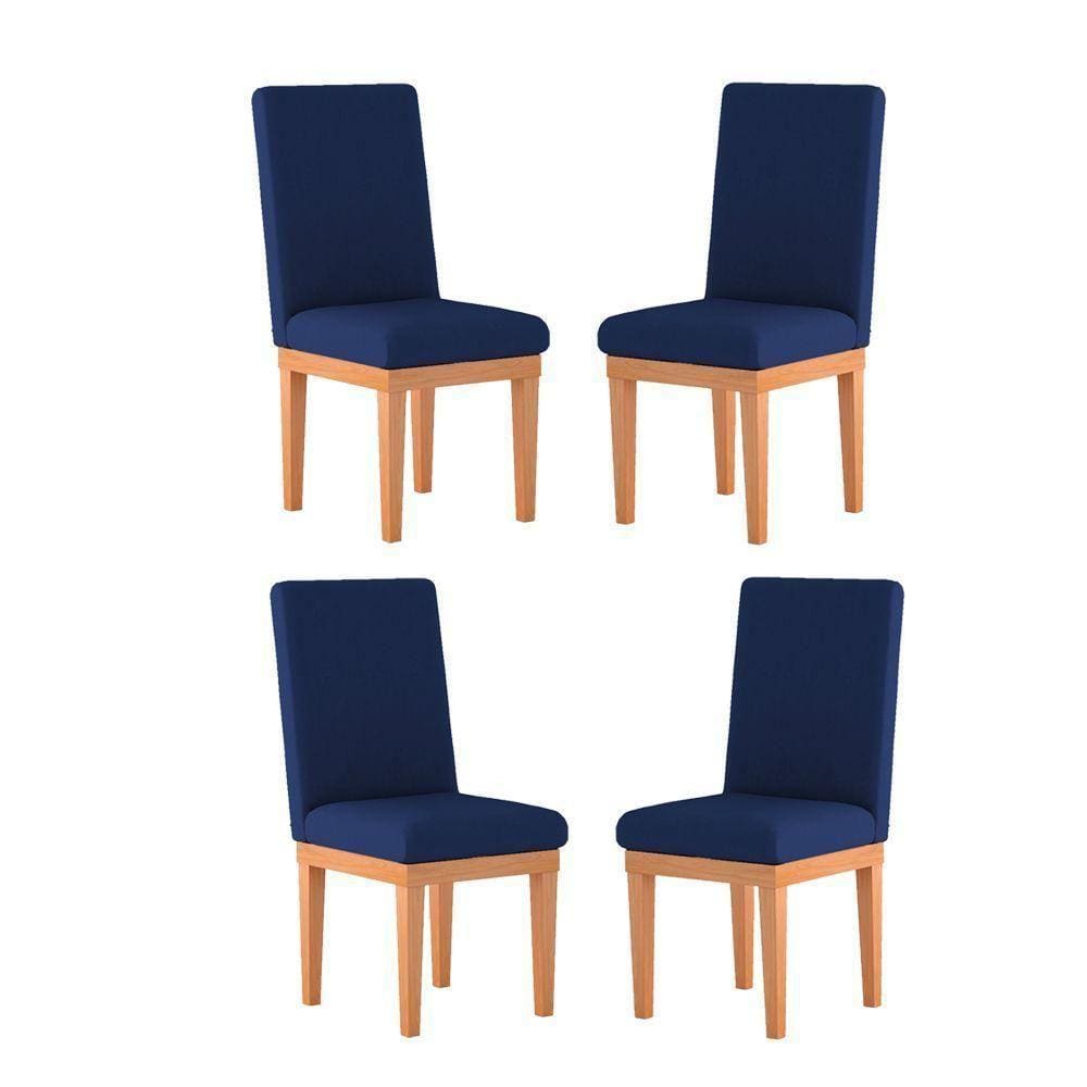 KitCadeiras Estofadas Reforçadas Para Mesa De Jantar Cor:azul Marinho