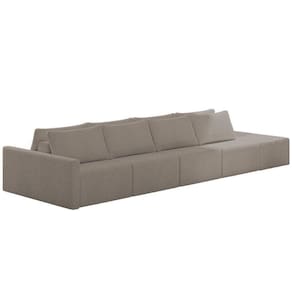 Sofá Ilha Modular Com Puff Para Sala Living 432cm Georgia K04 Bouclê Bege Escuro - Mpozenato