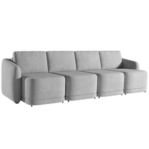 Sofá Cama Casal Para Sala 356cm Polska K04 Veludo Cinza - Mpozenato