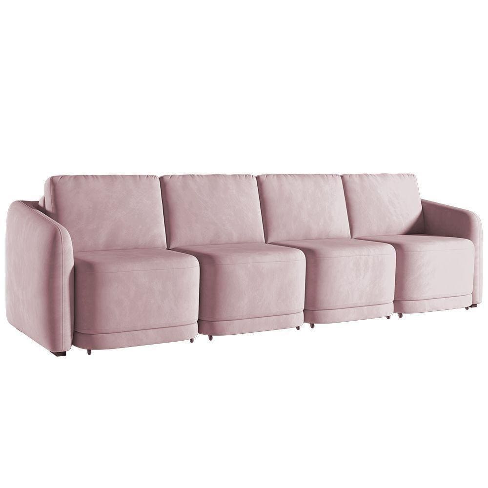 Sofá Cama Casal Para Sala 316cm Polska K04 Veludo Rosê - Mpozenato