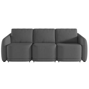 Sofá Cama Casal Para Sala 336cm Polska K04 Linho Cinza Escuro - Mpozenato