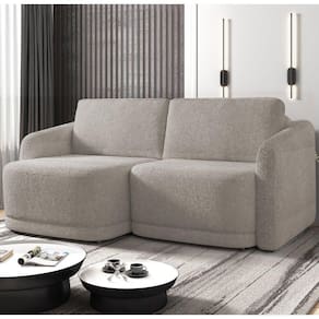 Sofá Cama Casal Para Sala 236cm Polska K04 Bouclê Bege Escuro - Mpozenato