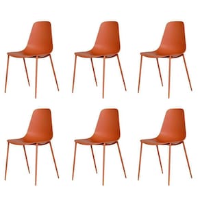 Kit 6 Cadeiras Abi Fratini Polipropileno Terracota Base Em Aço Com Pintura Epóxi Terracota