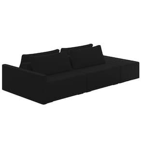 Sofá Ilha Modular Com Puff Para Sala Living 232cm Georgia K04 Veludo Preto - Mpozenato
