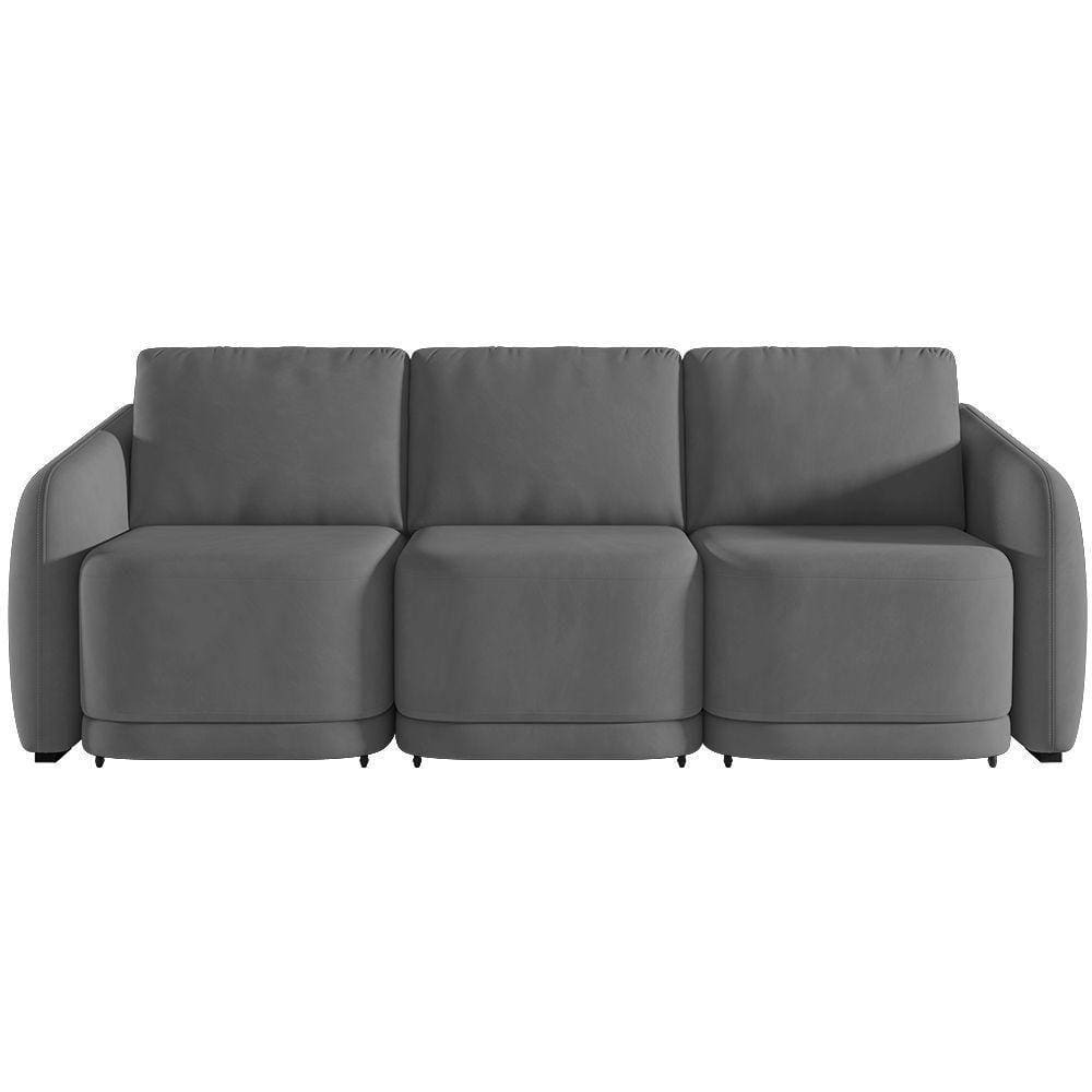 Sofá Cama Casal Para Sala 336cm Polska K04 Veludo Cinza Escuro - Mpozenato