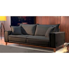 Sofá Fixo Aquiles 3 Lugares Luxo 180cm Castellar Móbile Chumbo