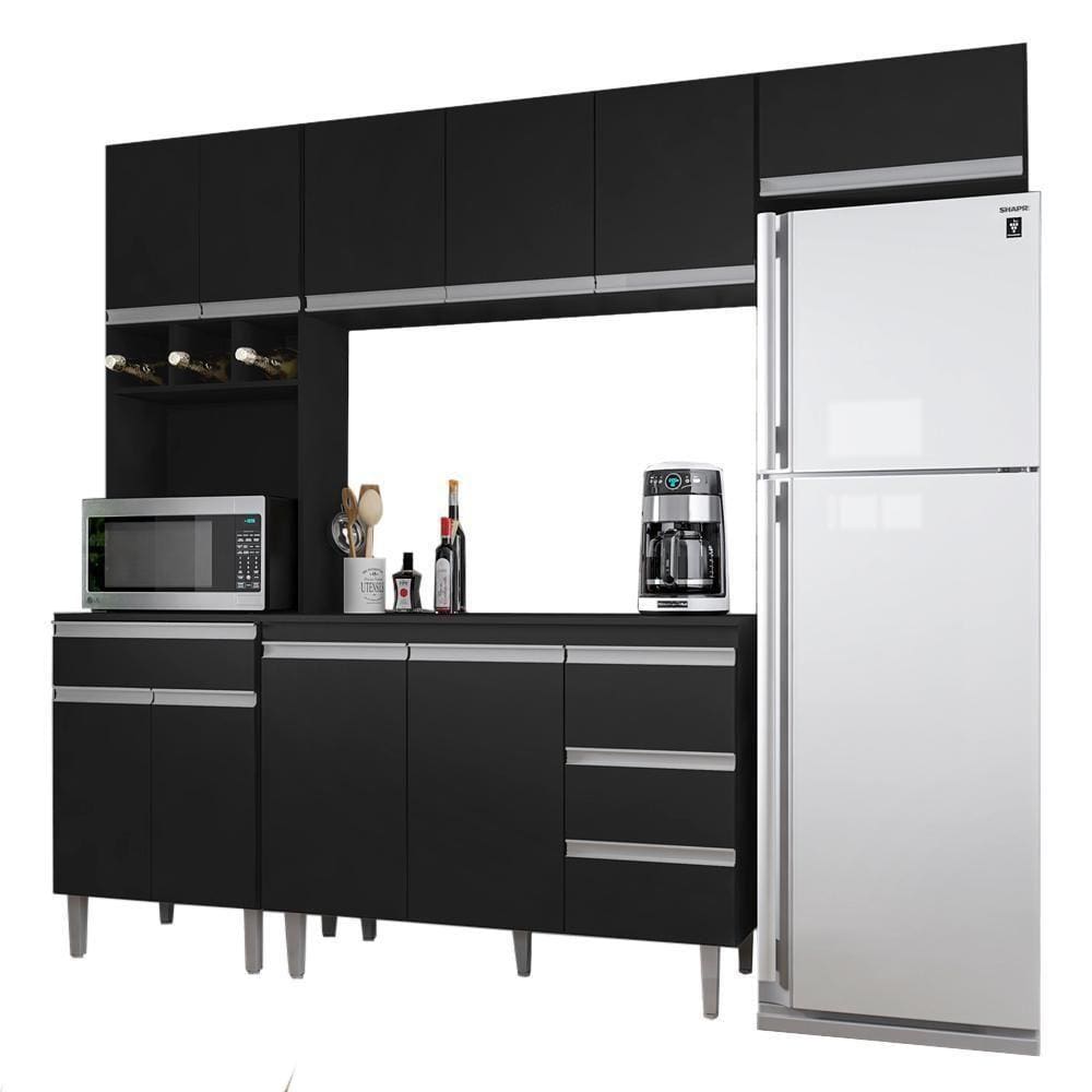 Cozinha Modulada 5 Peças 241 Cm Andreia Preto Reajl Preto