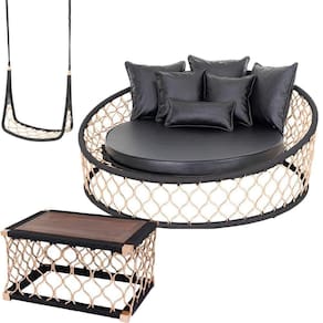1 Chaise 6 Almofadas, 1 Balanço + Mesa Madeira Alumínio