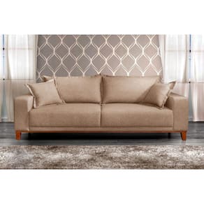 Sofá Fixo Argos 3 Lugares Luxo 220cm Castellar Móbile Bege