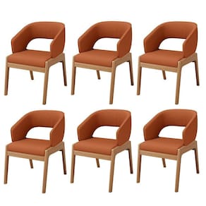 Kit 06 Cadeiras De Jantar E Estar Living Estofada Lince L02 Tecido Terracota - Lyam Decor