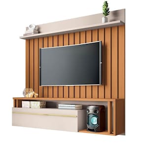 Painel Para Tv Suspenso 55 Pol. Elza H01 Off White/cinamomo - Mpozenato