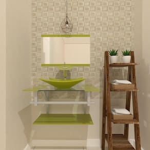 Gabinete De Vidro 90cm Ac Cuba Retangular Verde Oliva