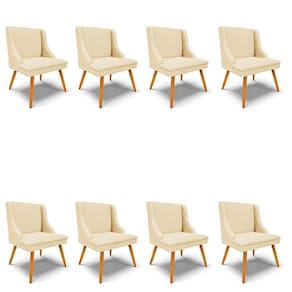 Kit 8 Cadeiras Estofadas Para Sala De Jantar Pés Palito Lia Veludo Off White Luxo - Ibiza