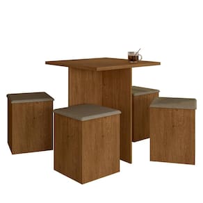 Mesa Com 4 Banquetas Calgary Freijó/Suede Capuccino - Móveis Arapongas