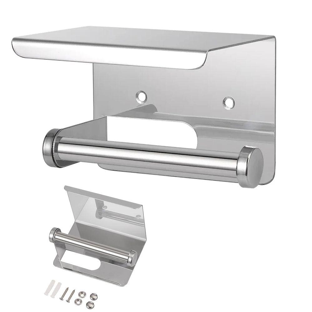 Suporte Papel Higienico Inox Banheiro Lavabo Prateleira Celular Porta Objeto Apoio Suporte Organizaçao Multiuso