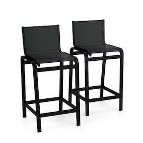 Kit 2 Banquetas Altas Bancada Alumínio Preto Tela Preto