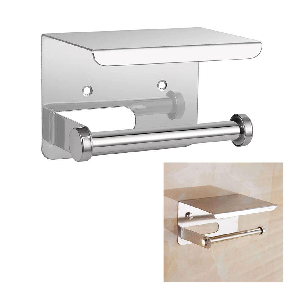Suporte Papel Higienico Inox Lavabo Banheiro Prateleira Porta Objeto Celular Suporte Apoio Parede Organizaçao Resistente