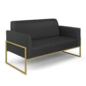 Sofá Namoradeira Base Industrial Alta Dourado Marisa Corino Preto D03 - D\`rossi