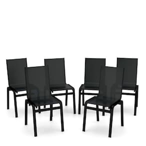 Kit 6 Cadeiras Jantar Gourmet Alumínio Preto Tela Preto
