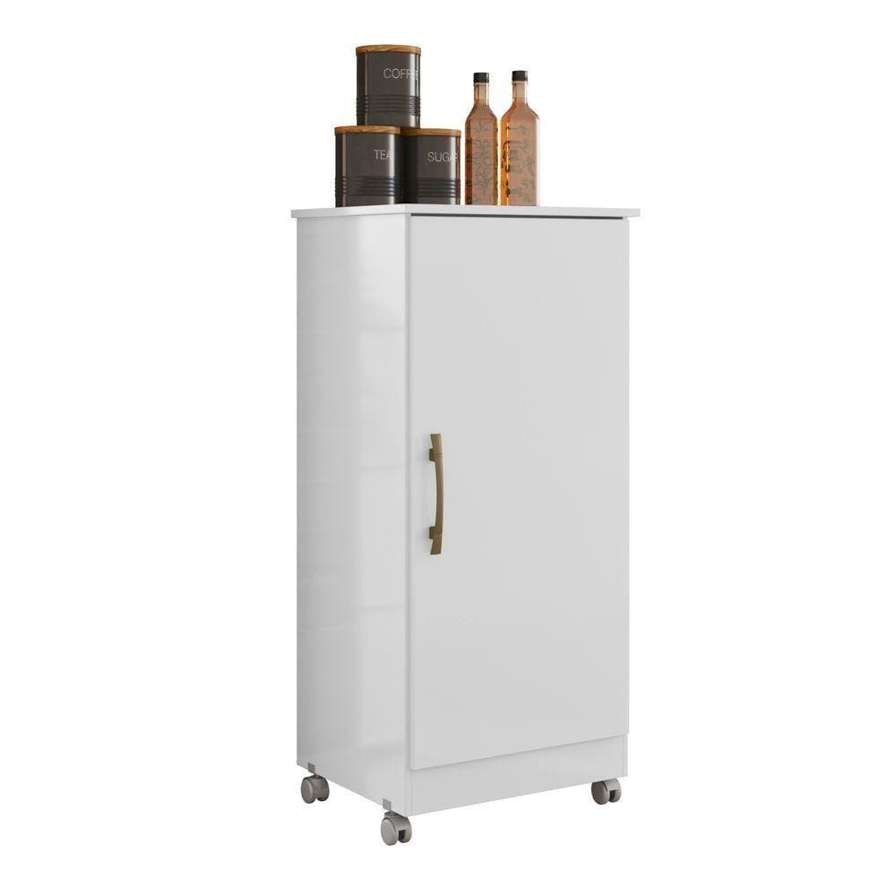 Armário Multiuso Cozinha Lavanderia Com Rodízios Lisa M07 Branco - Mpozenato
