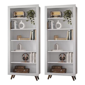 Kit com 02 Estantes Livreiros Retrô 4430 Qmovi Branco
