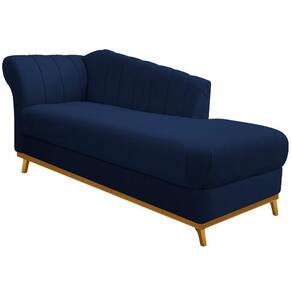 Kit Diva Recamier Vanessa 185cm Lado Direito E 01 Poltrona Laura Suede Cor Azul Marinho