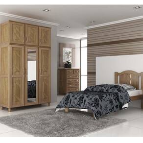 Guarda-roupa 6 Portas Espelho Cama Cômoda Madeira Imbuia