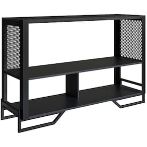 Aparador 80 Cm Estilo Industrial 2 Prateleiras Telado 1021 Preto Pp Preto