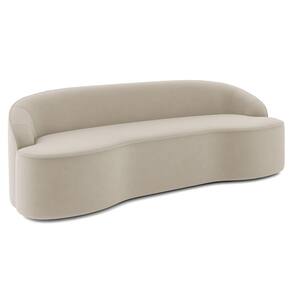 Sofá 4 Lugares Para Sala De Estar Living 260cm Theo D06 Veludo Creme - Mpozenato