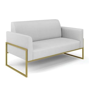 Sofá Namoradeira Base Industrial Alta Dourado Marisa Linho D03 - D\`rossi Cor A05 Cinza