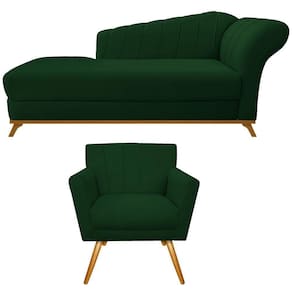 Kit Diva Recamier Vanessa 185cm Lado Esquerdo E 01 Poltrona Laura Suede Cor Verde