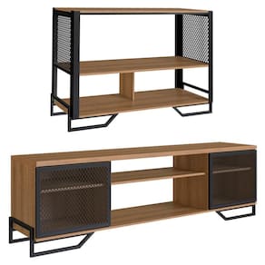 Rack 180 Cm 2 Pt Aparador 130 Cm Industrial 27x21 Mell Preto Pp Preto Mell
