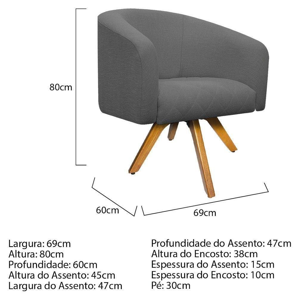 Poltrona Base Giratória De Madeira Chumbo