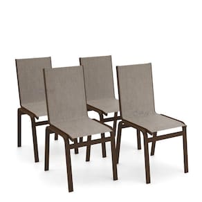 Kit 4 Cadeiras Jantar Gourmet Alumínio Marrom Tela Mocca