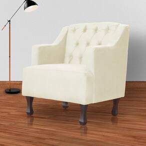 Poltrona Estofada Para Hall de Entrada Genesis Suede Marfim - LM DECOR