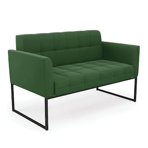Sofá Namoradeira Elisa Suede Verde Base Metálica Industrial Preto - D`rossi