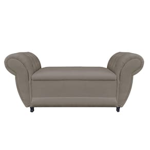 Divã Recamier Com Baú Grécia 1,55 Cm Suede Cappuccino