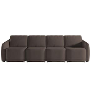 Sofá Cama Casal Para Sala 316cm Polska K04 Veludo Marrom - Mpozenato