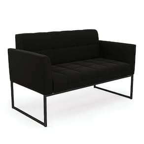 Sofá Namoradeira Elisa Suede Preto Base Metálica Industrial Preto - D`rossi