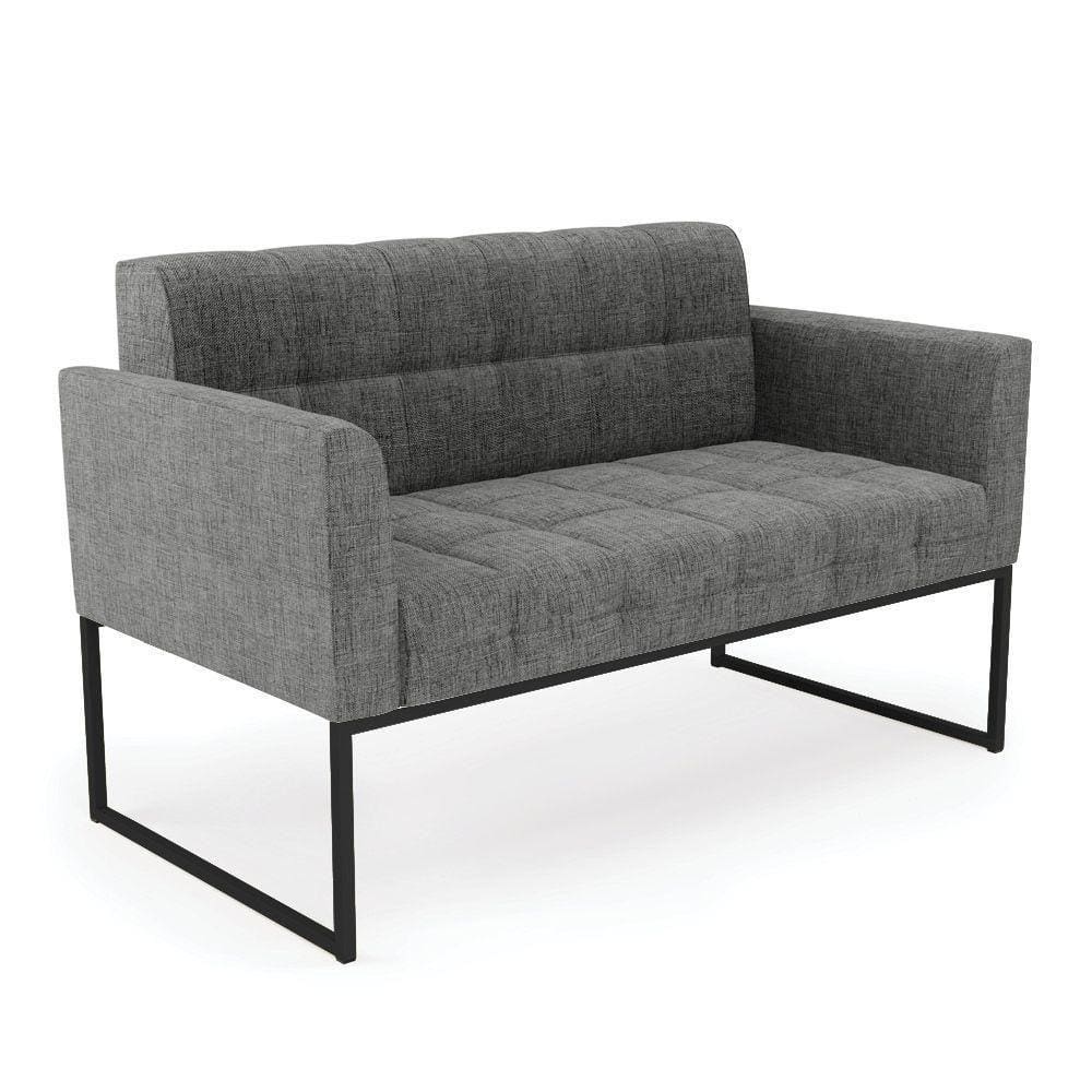 Sofá Namoradeira Elisa Linho Grafite A26 Base Metálica Industrial Preto - D`rossi