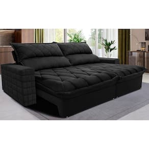 Sofá Retrátil E Reclinável 3,15m Molas Ensacadas Cama Inbox Elegance Com Thermogel Velusoft Preto
