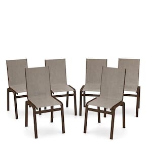Kit 6 Cadeiras Jantar Gourmet Alumínio Marrom Tela Mocca