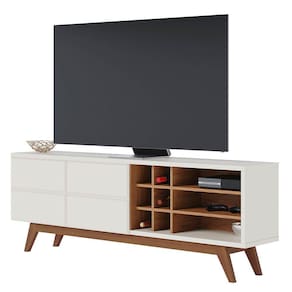 Rack Para Sala Bancada De Tv 70 Pol. 180cm Norena C05 Off White Matte/freijó - Mpozenato